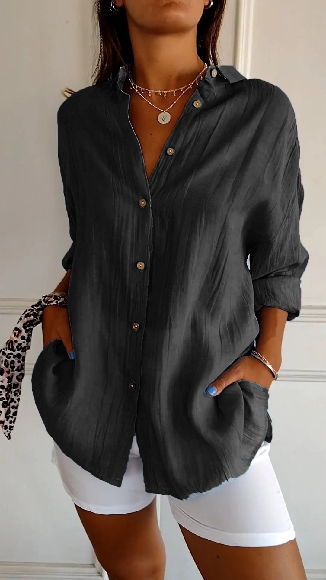 Tops | Women’s Relaxed Fit Button-Down Long Sleeve Shirt