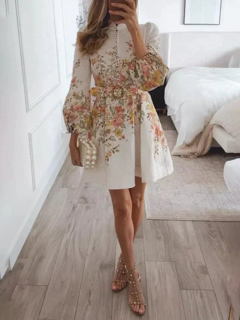 Dresses | Women’s Floral Embroidered Puff Sleeve Mini Dress
