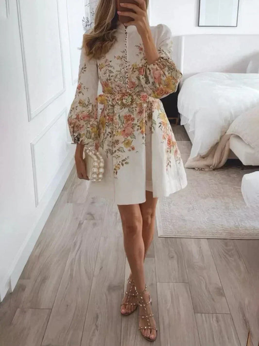 Dresses | Women’s Floral Embroidered Puff Sleeve Mini Dress