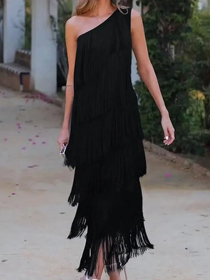 Dresses | Women’s Fringe Layered Sleeveless Party Dress