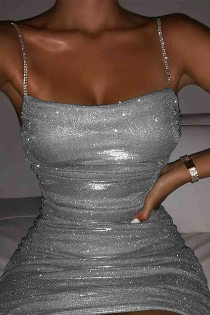 Dresses | Kendra Rhinestone Ruched Chain Cami Dress