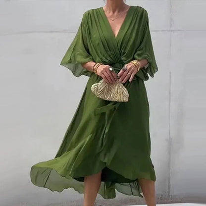 Dresses | Women’s Boho V-Neck Belted Midi Dress
