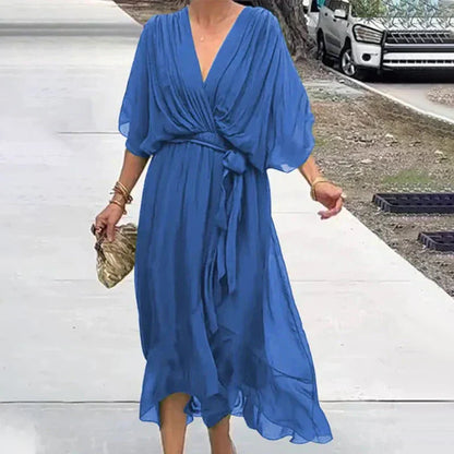 Dresses | Women’s Boho V-Neck Belted Midi Dress