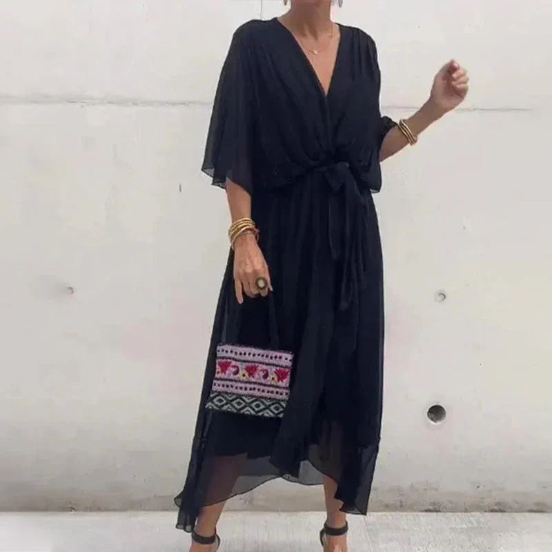 Dresses | Women’s Boho V-Neck Belted Midi Dress
