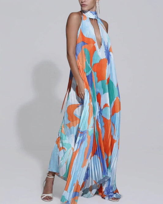 Dresses | Women’s Abstract Print Halter Neck Maxi Dress