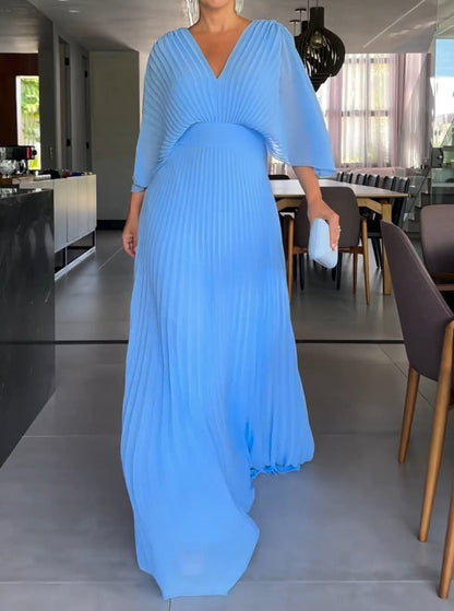 Dresses | Women’s Pleated Flutter Sleeve Maxi Dress with V-Neck
