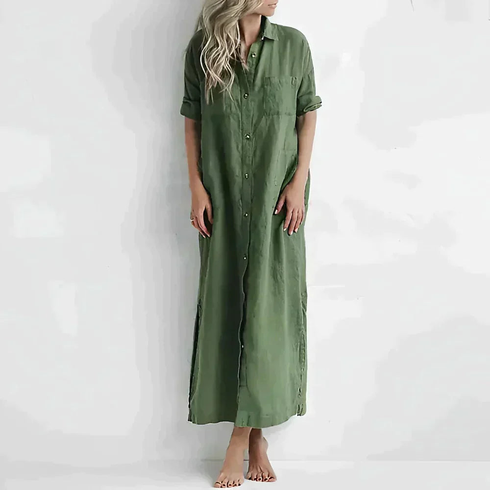 Dresses | Women’s Casual Short Sleeve Maxi Dress with Pockets and Side Slits