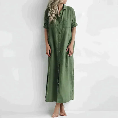 Dresses | Women’s Casual Short Sleeve Maxi Dress with Pockets and Side Slits
