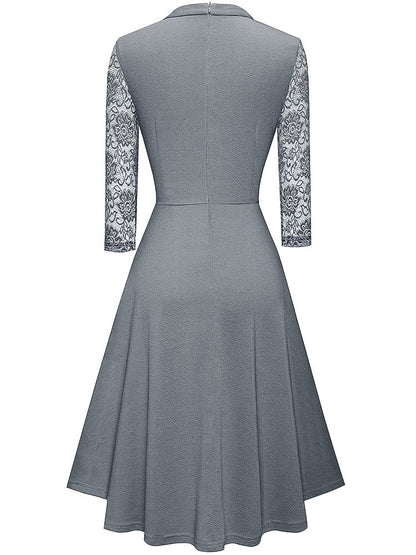 Dresses | Women’s Lace Sleeve Keyhole Neck A-Line Midi Dress