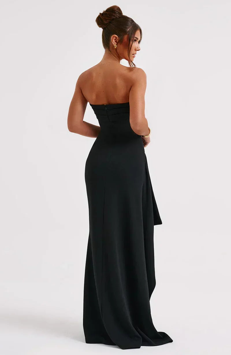 Dresses | Women’s Strapless Ruched Bodycon Gown with High Slit