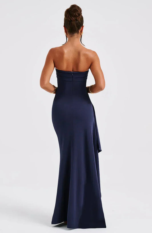 Dresses | Women’s Strapless Ruched Bodycon Gown with High Slit