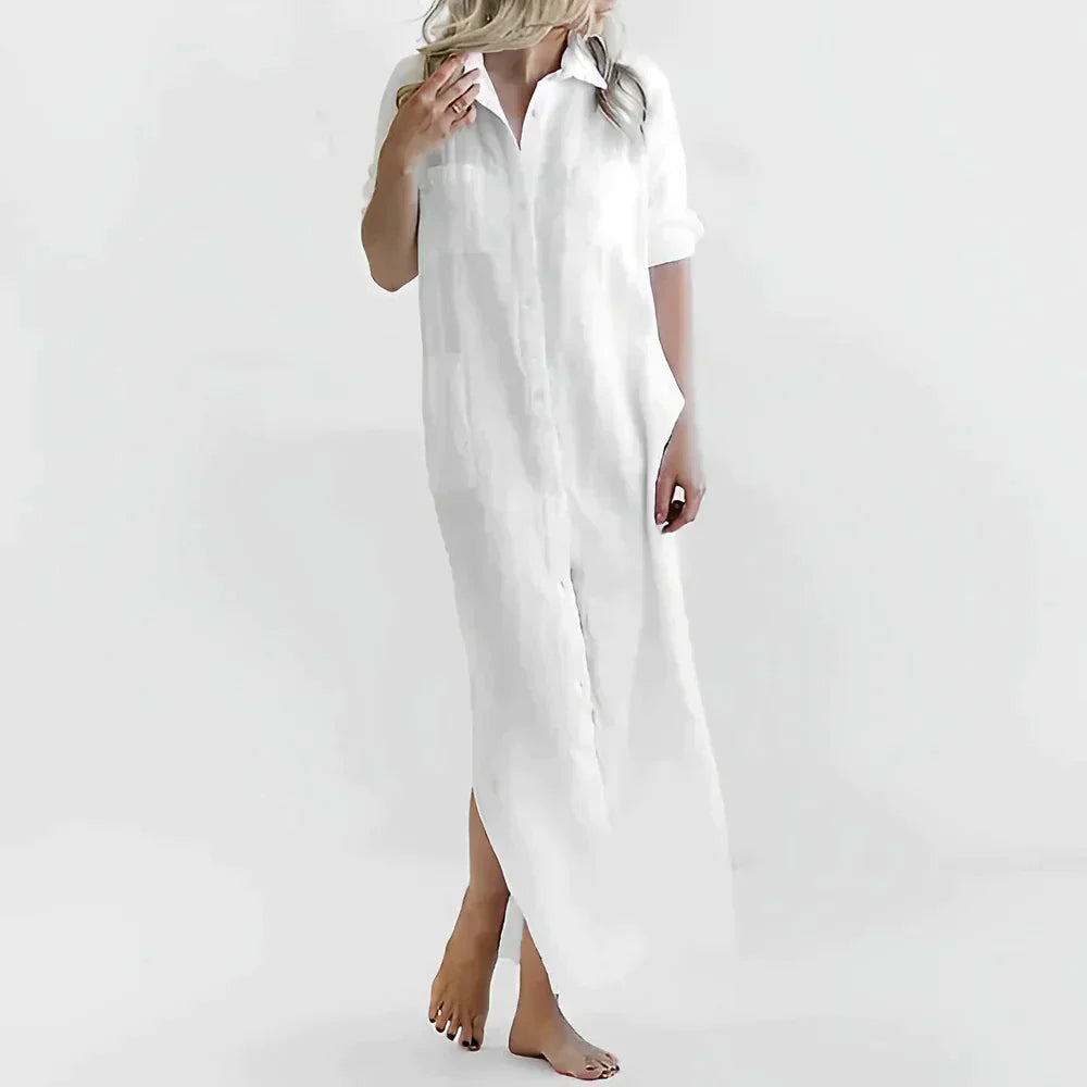 Dresses | Women’s Casual Short Sleeve Maxi Dress with Pockets and Side Slits