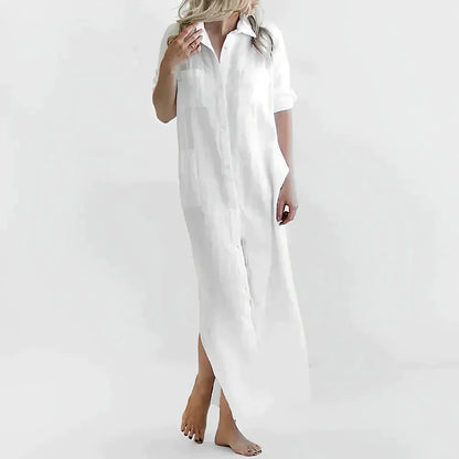 Dresses | Women’s Casual Short Sleeve Maxi Dress with Pockets and Side Slits